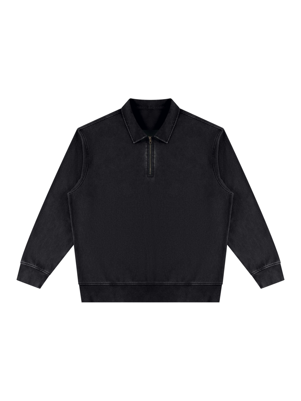 Vintage wash quarter-zip sweatshirt in Black, front view