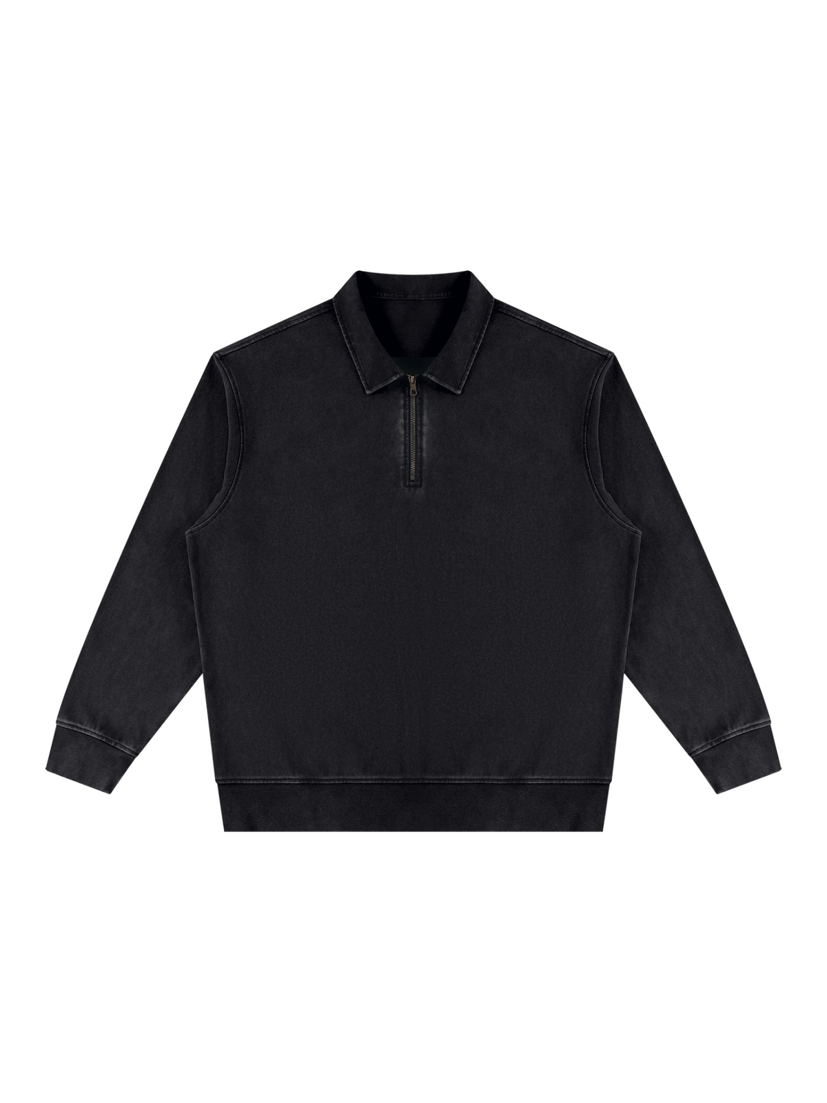 Vintage wash quarter-zip sweatshirt in Black, front view