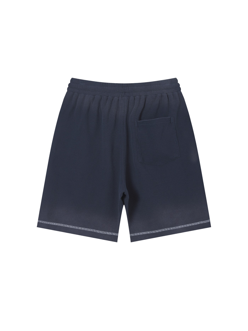 Sunfade waffle raw hem shorts in Navy Blue, back view