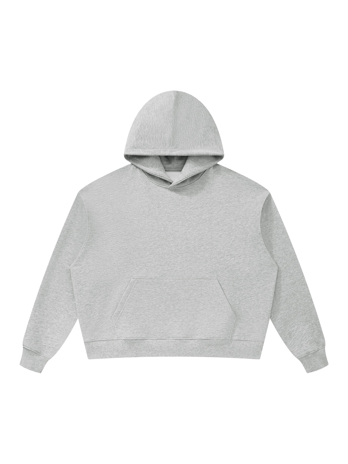 Unisex oversized heavyweight hoodie in Flower Gray, front view on white. Marcel Afters