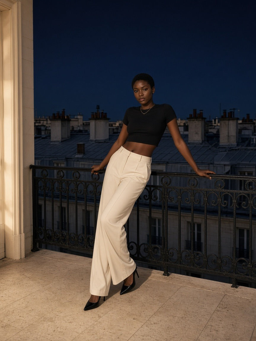 Marcel Afters Fitted Crop Cotton T-Shirt — Dark