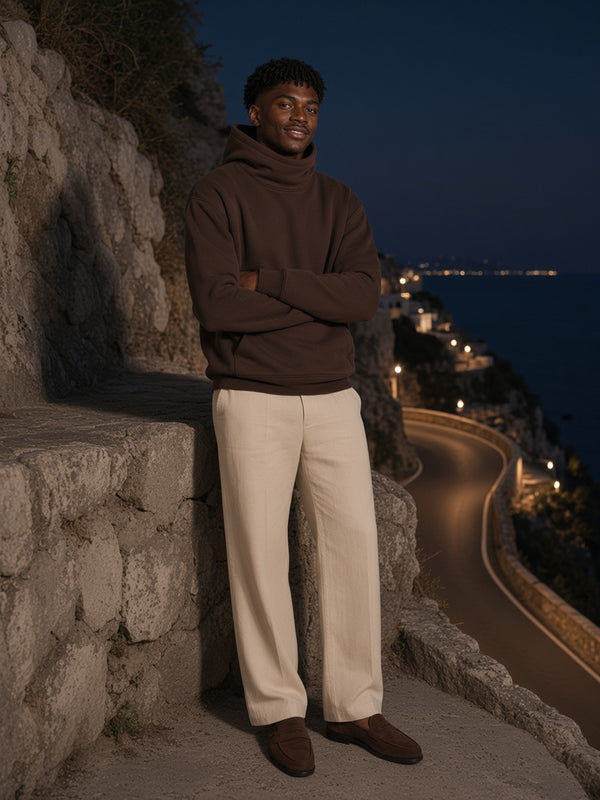 Marcel Afters Fleeced High Neck Hoodie — Dark