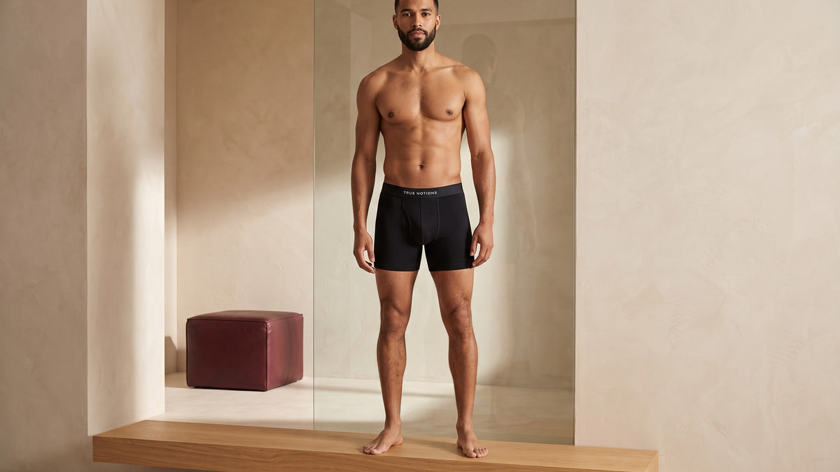 True Notions Tartan Boxer Brief — Black product photo