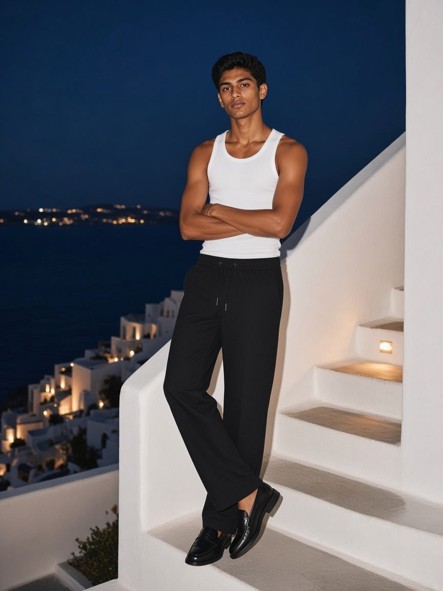 Marcel Afters Heavyweight Cotton Straight-Leg Pants — Dark