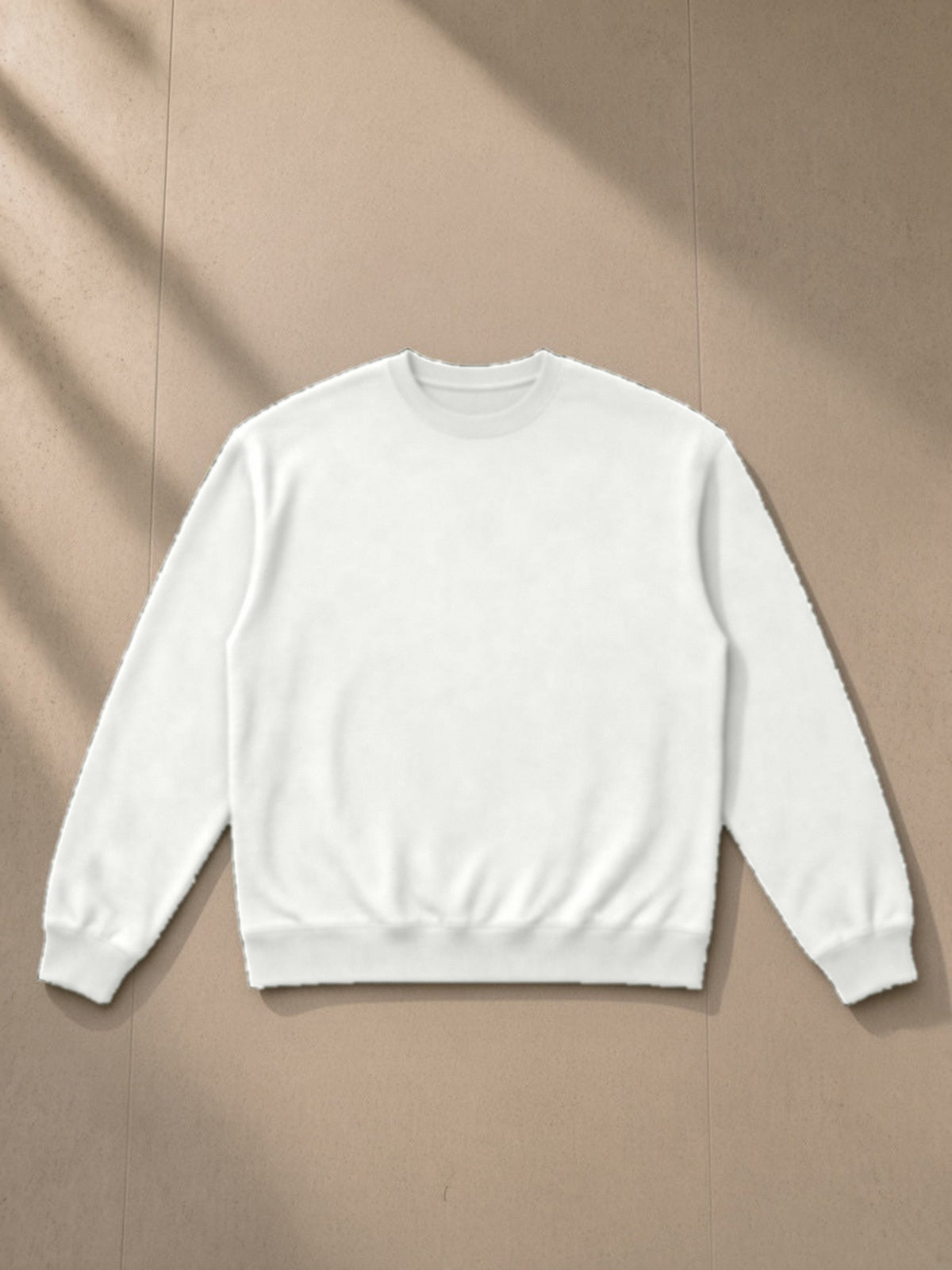Heavyweight Crewneck Sweatshirt in Oat Gray, laid flat on pale limestone, front view