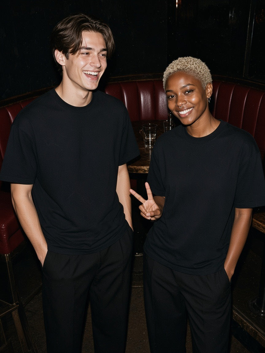 Marcel Afters Heavyweight Drop Shoulder T-Shirt — Dark, Black, couple, after hours