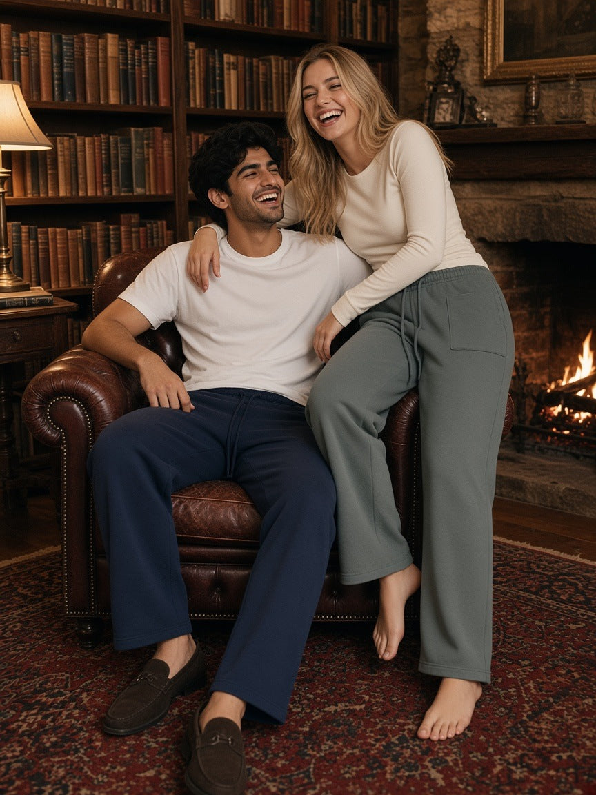 Marcel Afters Heavyweight Fleece Sweatpants — Navy Blue — model