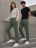 Marcel Afters Lightweight Tapered Track Pants, Army Green, couple, street