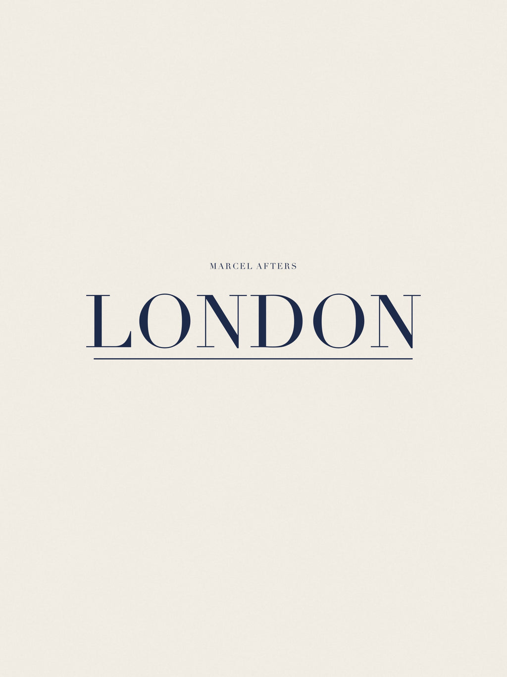 London artwork card: the city name set in navy Didot capitals over a fine rule