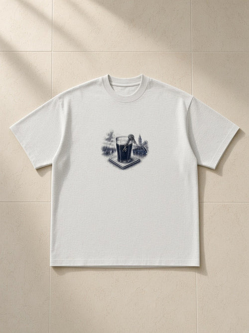 London Pint heavyweight drop-shoulder t-shirt by Marcel Afters in Oat Gray, front flat lay