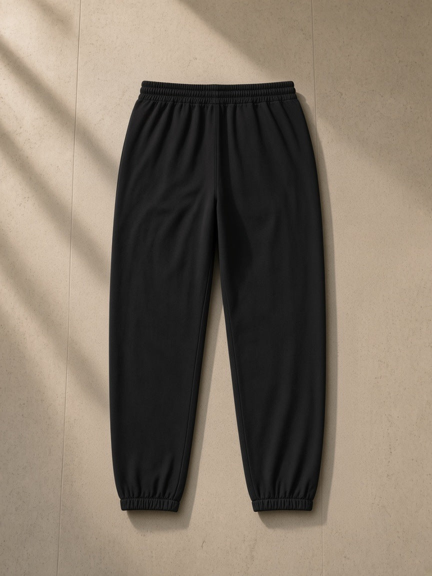 Back of the Black Loose Fit Tapered Joggers, laid flat