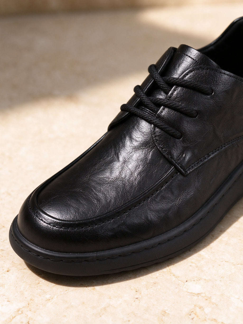 The Back Stairs Lace-Up in black, detail of 