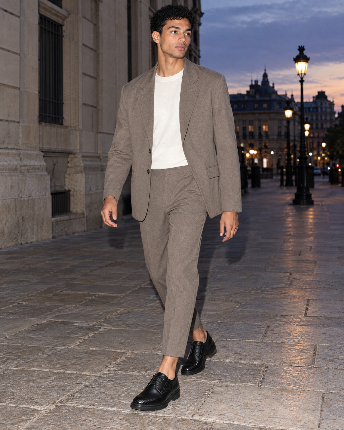 The Doorman Derby, worn by the model