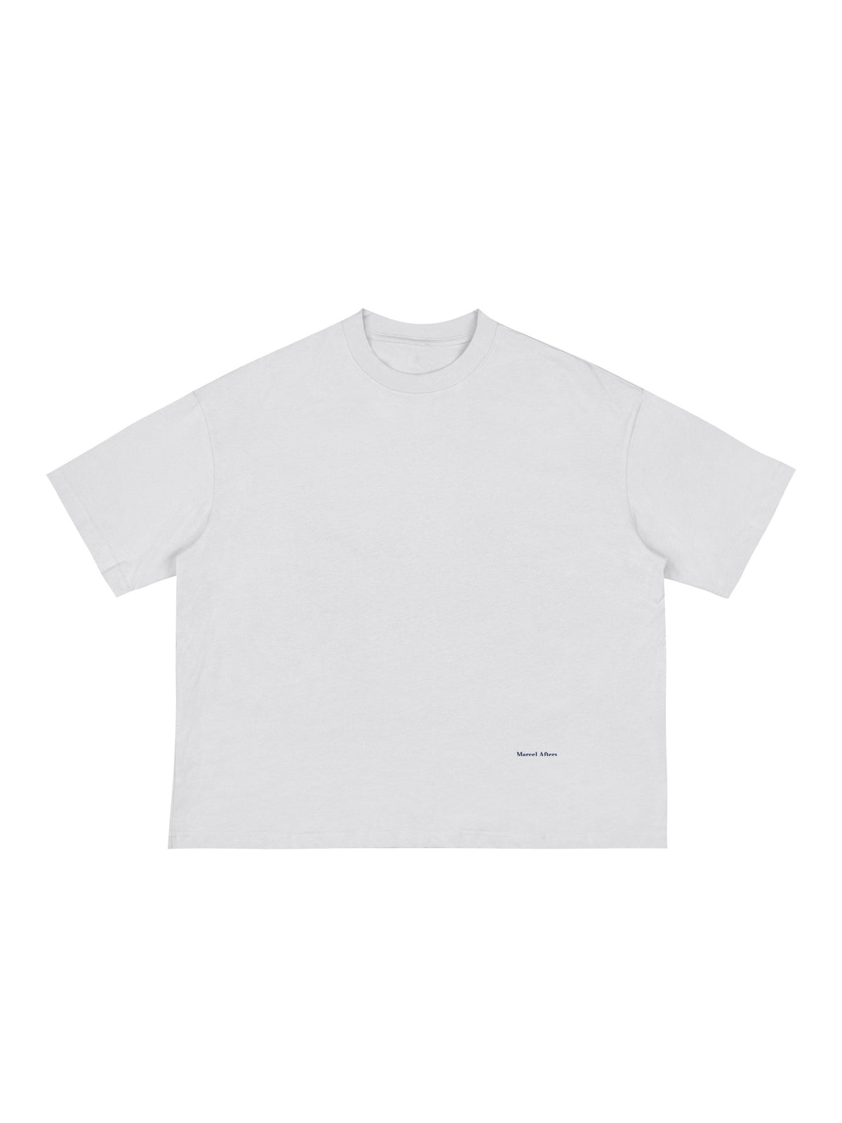 Marcel Afters Classic Loose Boxy Tee in White, laid flat
