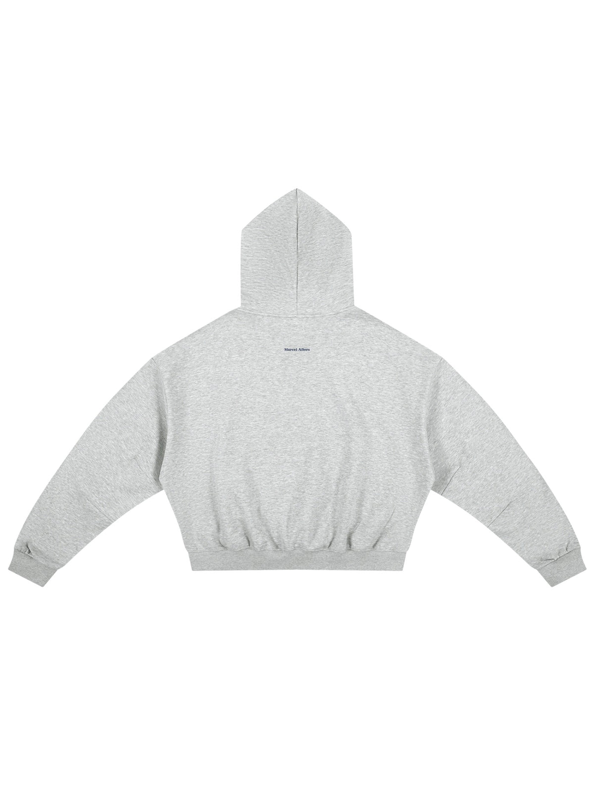 Marcel Afters Essential Boxy Darted Sleeve Hoodie in Flower Gray, laid flat