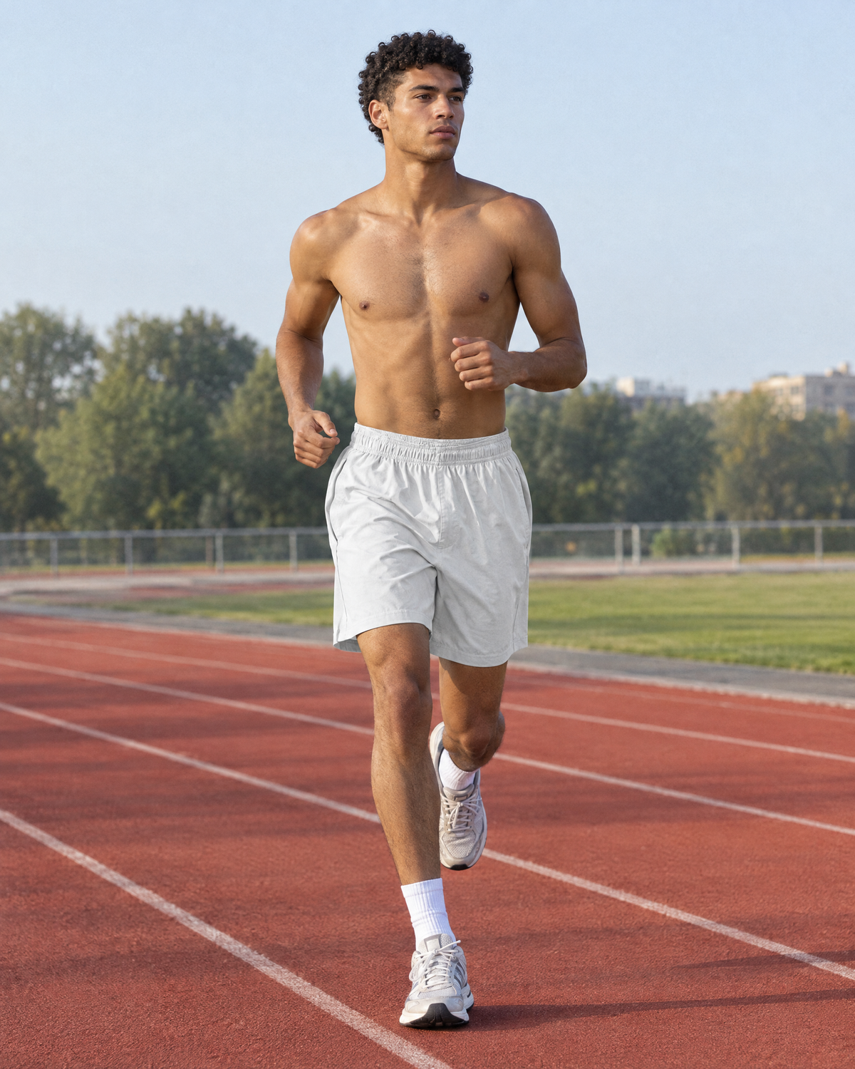 Man in the Essential Heavyweight Cotton Shorts in Flower Gray
