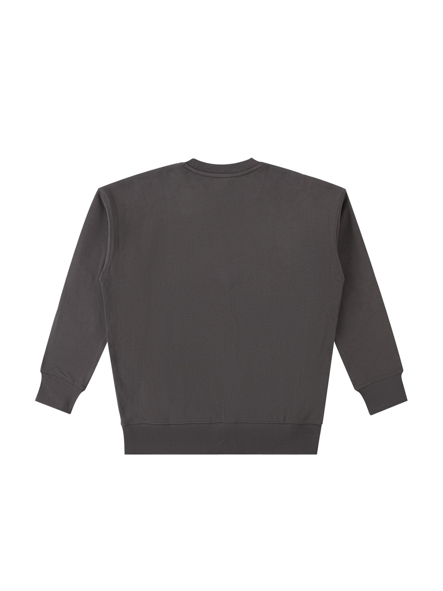 Marcel Afters Essential Heavyweight Cotton Sweatshirt in Dark Gray, laid flat