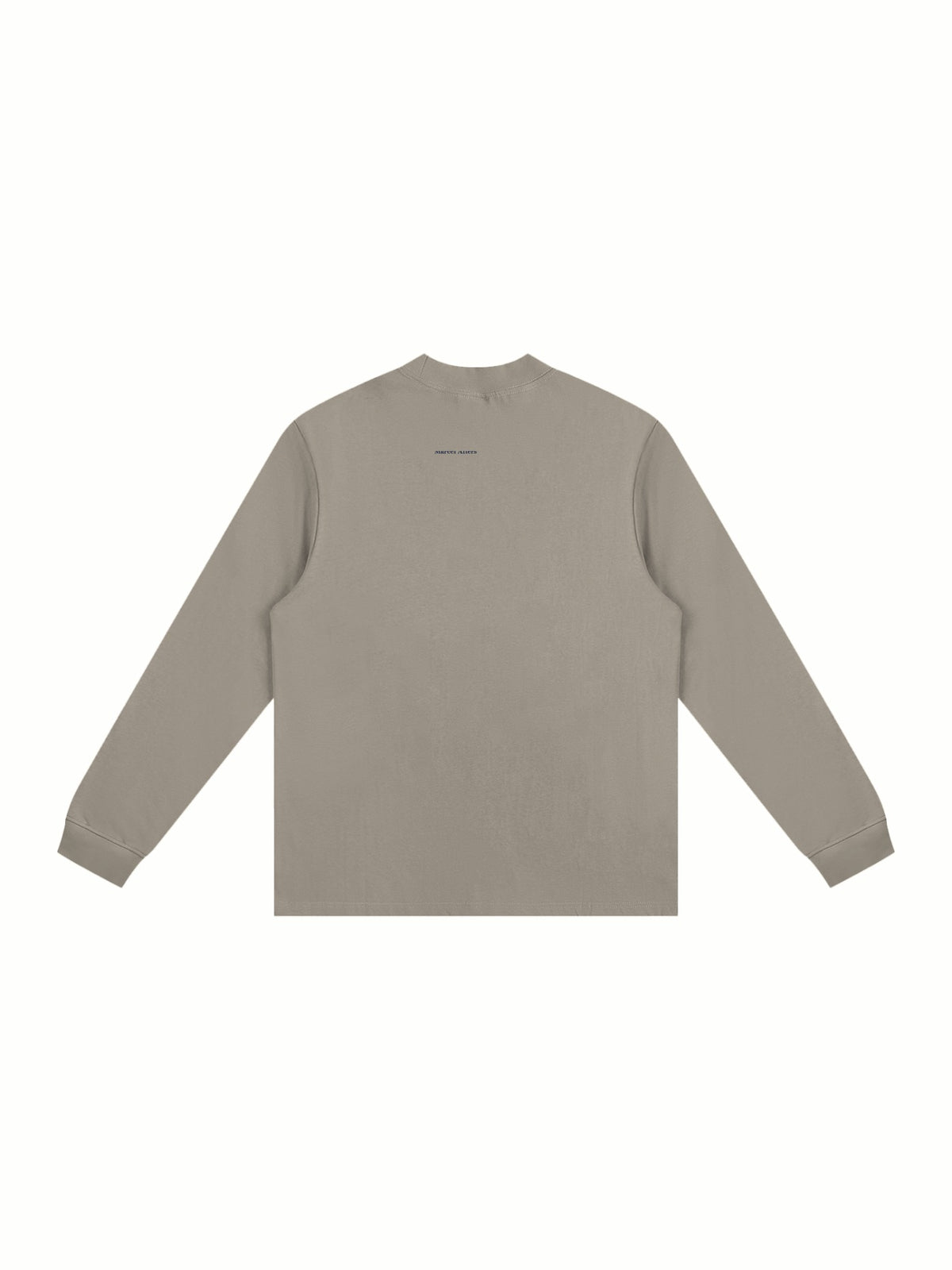 Marcel Afters Essential Non-Shrink Mock Neck Sweatshirt in Beige, laid flat, plain white background