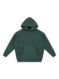 Marcel Afters Essential Oversized Boxy Fit Fleece Hoodie in Dark Green, laid flat
