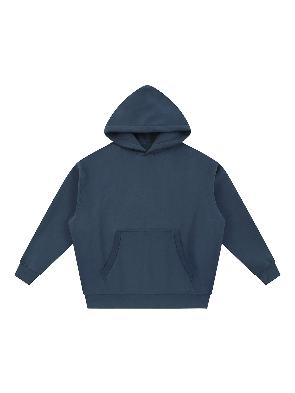 Marcel Afters Essential Oversized Boxy Fit Fleece Hoodie in Haze Blue, laid flat