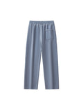 Marcel Afters Frayed Enzyme Washed Fleece Sweatpants in Blue, laid flat
