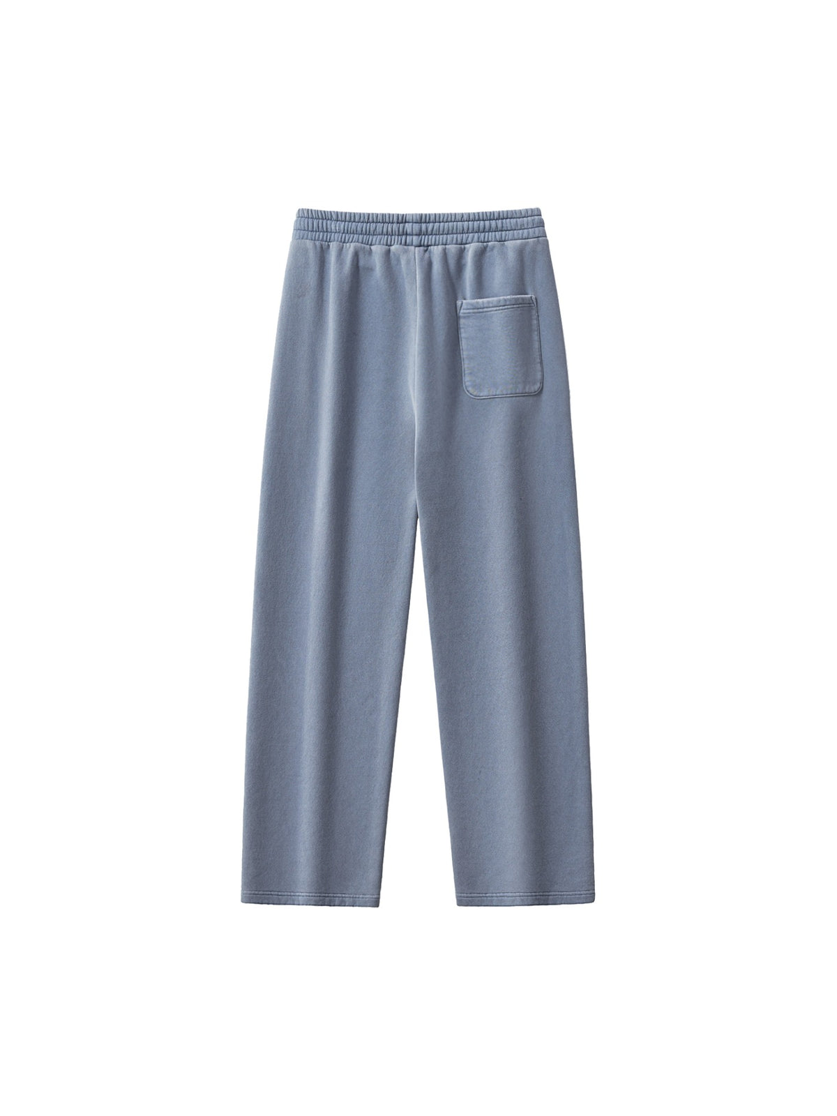 Marcel Afters Frayed Enzyme Washed Fleece Sweatpants in Blue, laid flat
