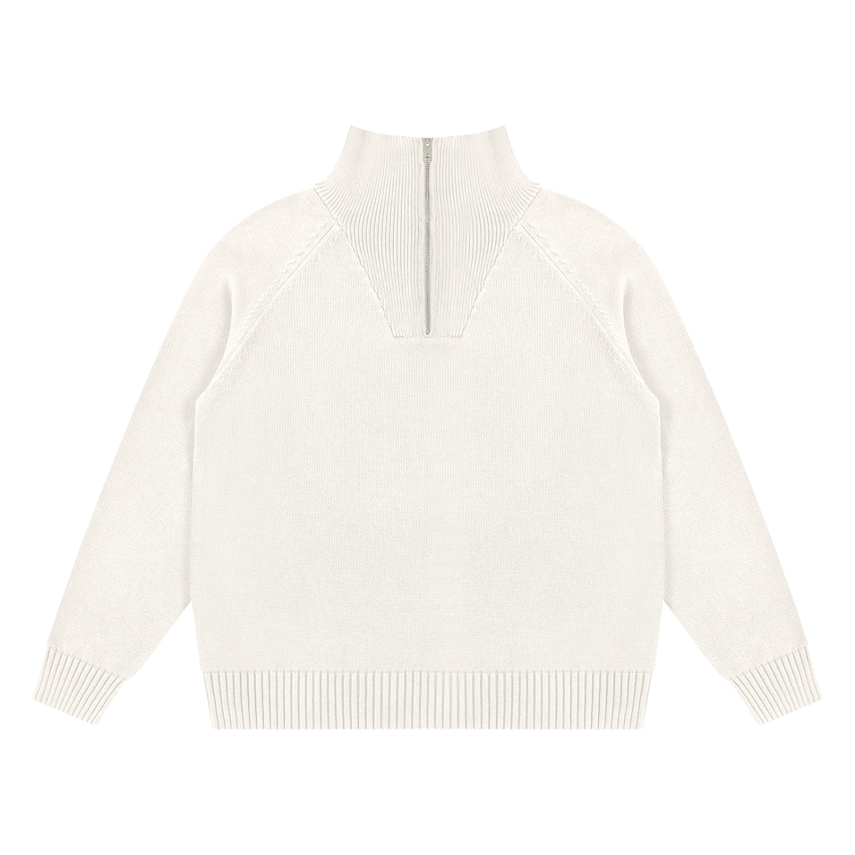 Marcel Afters Heavyweight Collared Quarter-Zip in Beige, laid flat