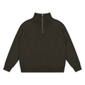 Marcel Afters Heavyweight Collared Quarter-Zip in Brown, laid flat