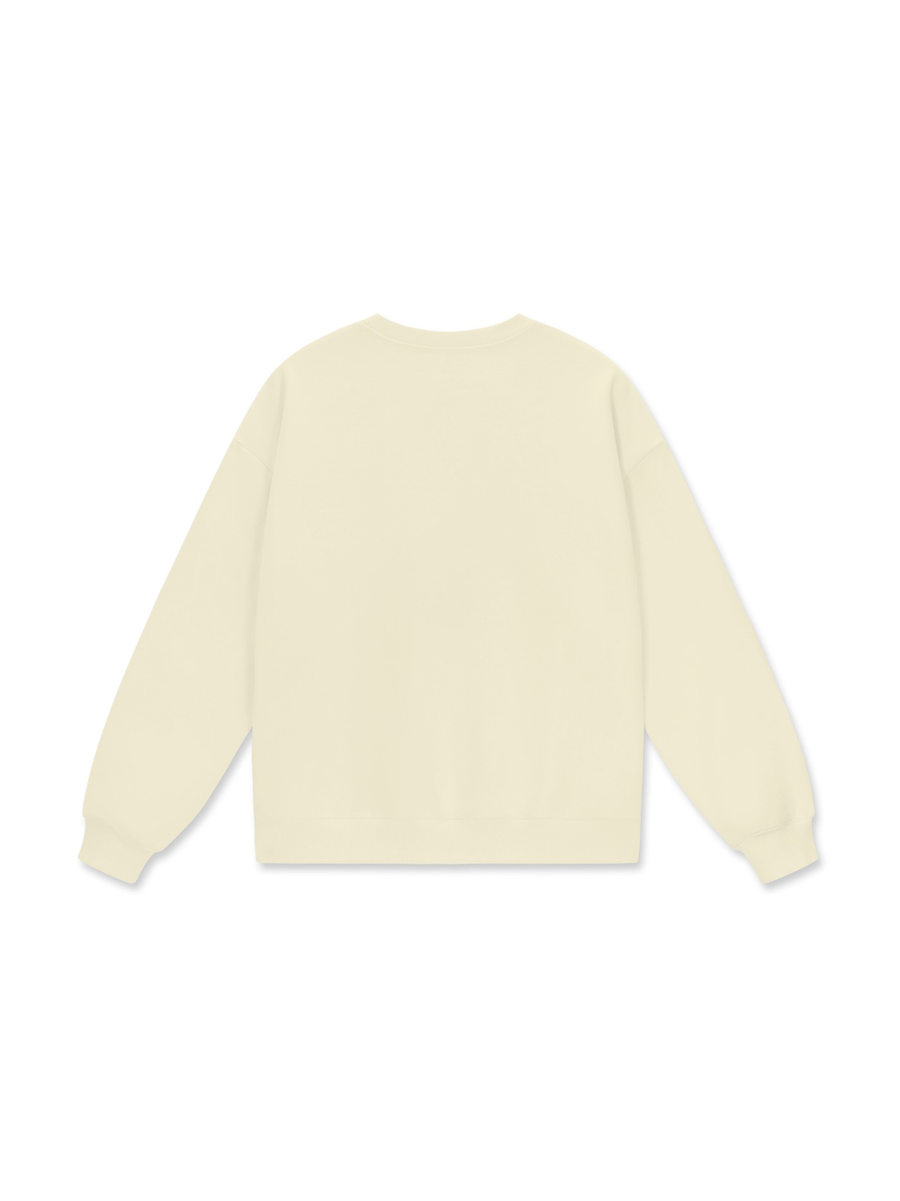 Marcel Afters Heavyweight Drop Shoulder Sweatshirt in Lucent White, laid flat