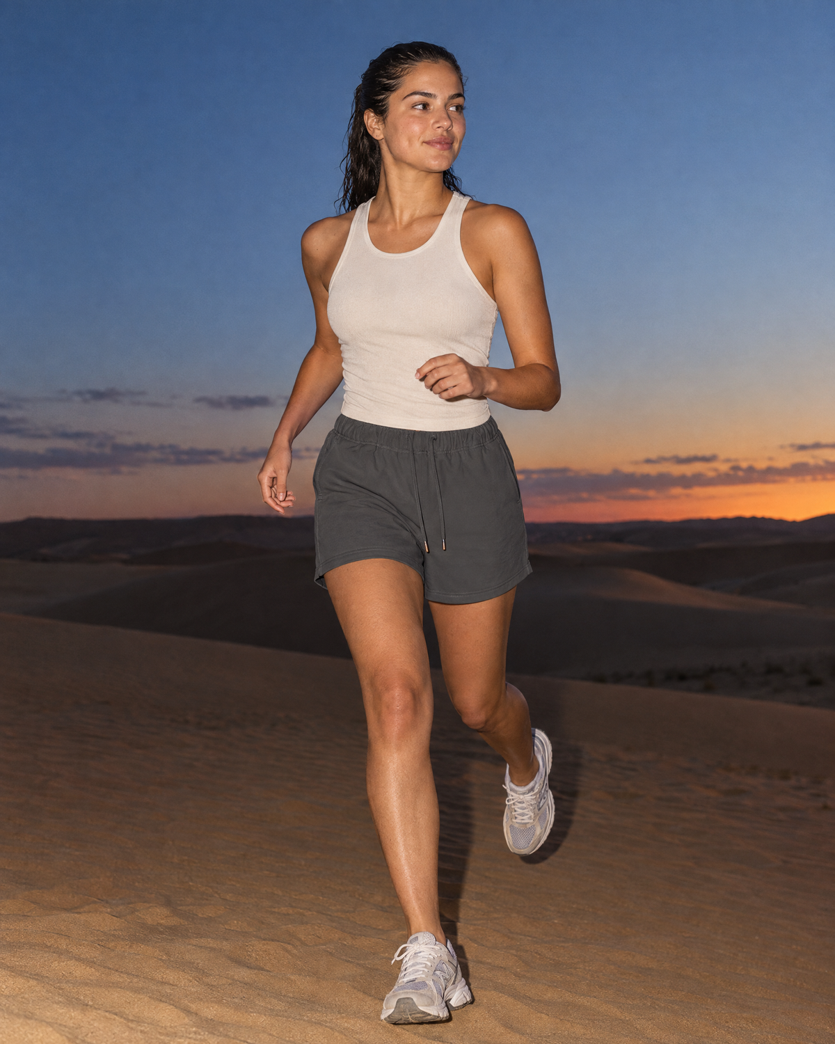 Heavyweight Fleece Loose Fit Shorts, worn by the model in motion