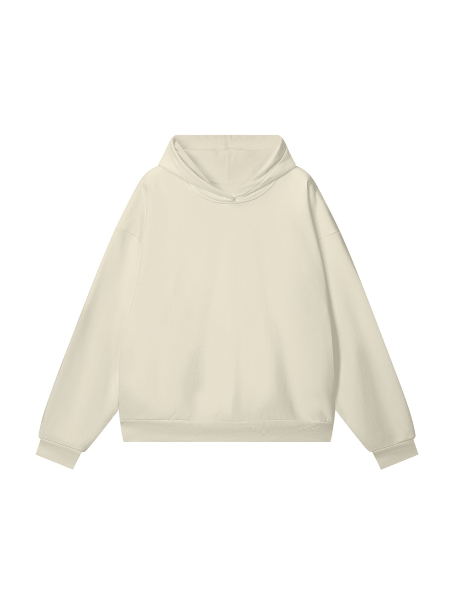 Marcel Afters Heavyweight Hidden Pocket Fleece Hoodie in Lucent White, laid flat