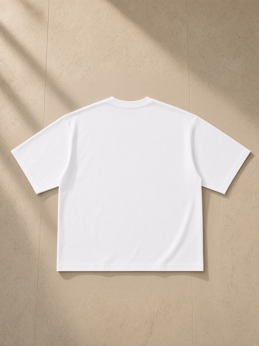 Back of the White Heavyweight Mineral Wash Boxy T-Shirt, laid flat