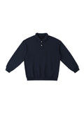 Marcel Afters Heavyweight Polo-Collar Sweatshirt in Dark Blue, laid flat