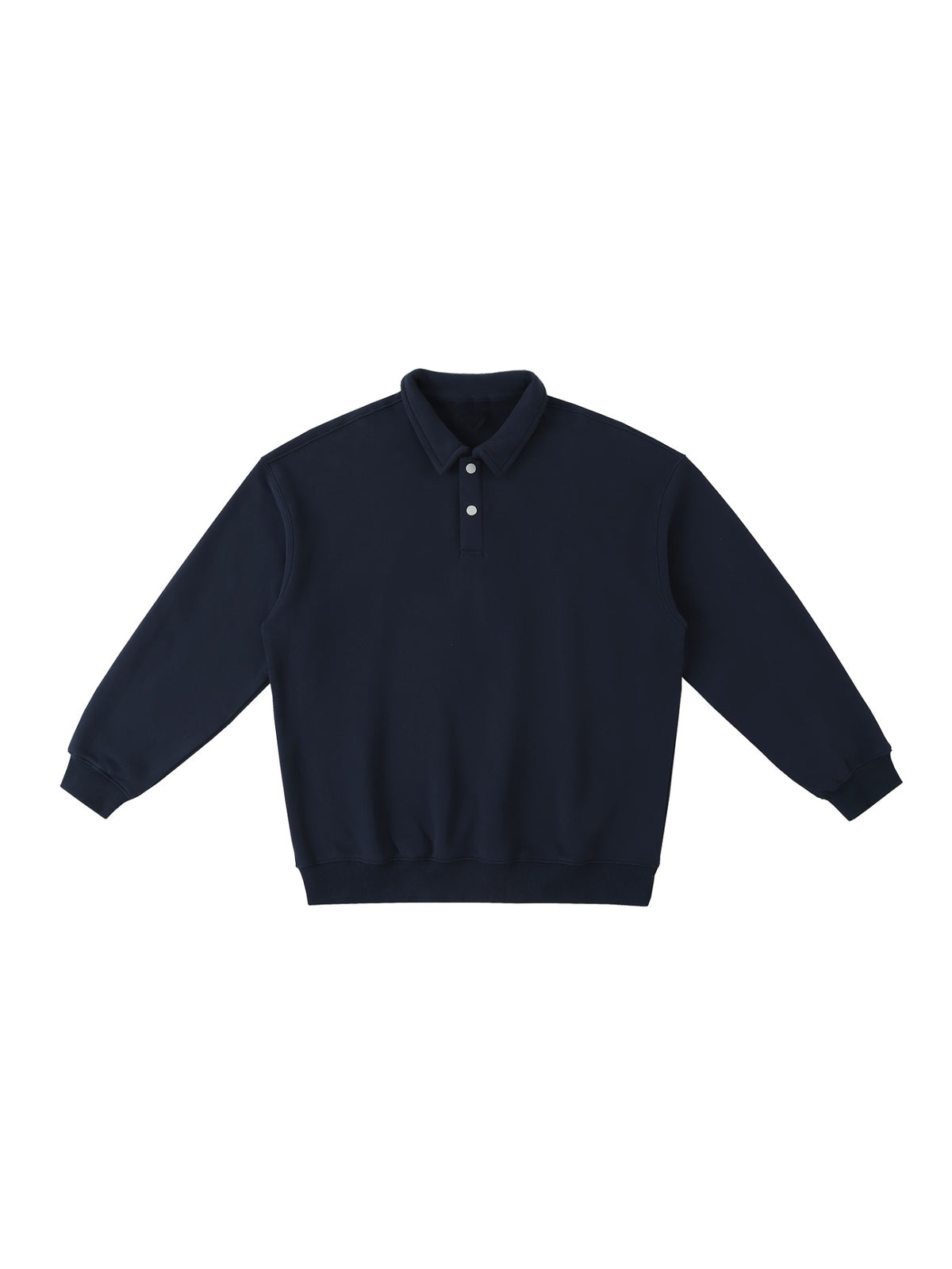Marcel Afters Heavyweight Polo-Collar Sweatshirt in Dark Blue, laid flat