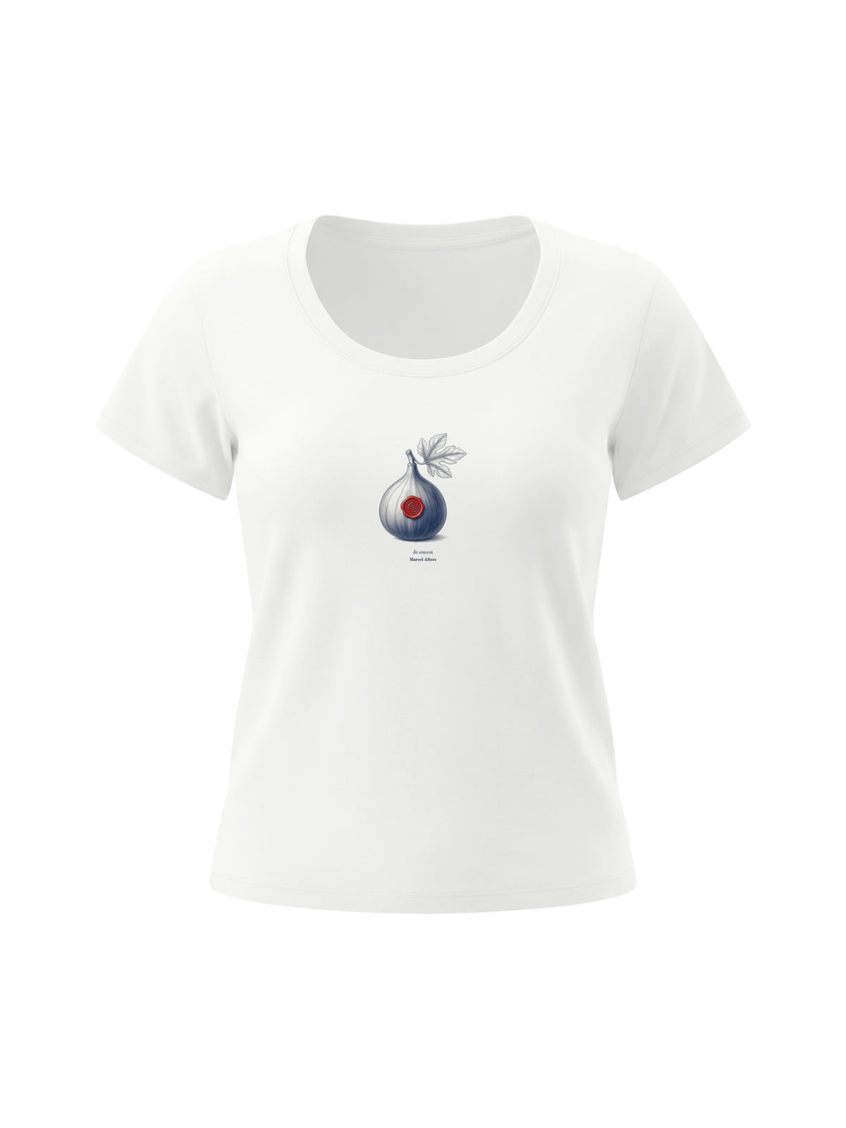 In Season Women's Tencel Baby T-Shirt by Marcel Afters in White, front flat lay