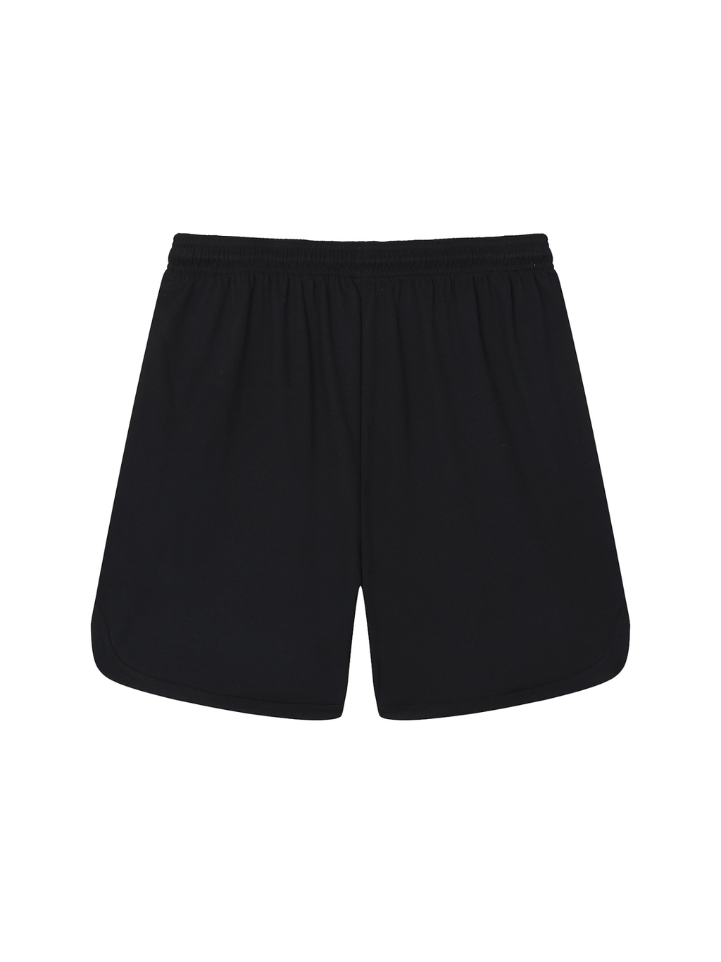 Marcel Afters Mesh-Lined Quick-Dry Performance Shorts in Black, laid flat, plain white background