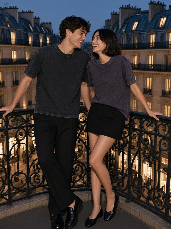 Marcel Afters Mineral Wash Boxy Cotton T-Shirt, Dark Tones