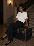 Model wearing the Mineral Wash Raw Hem Boxy T-Shirt in White, full-length model photo