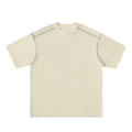 Marcel Afters Oversized Contrast-Stitched Cotton Tee in Beige Camel, laid flat