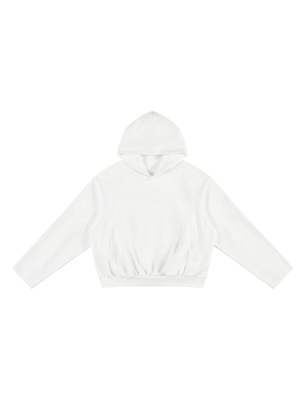 Marcel Afters Oversized Drop Shoulder Hoodie in White, laid flat