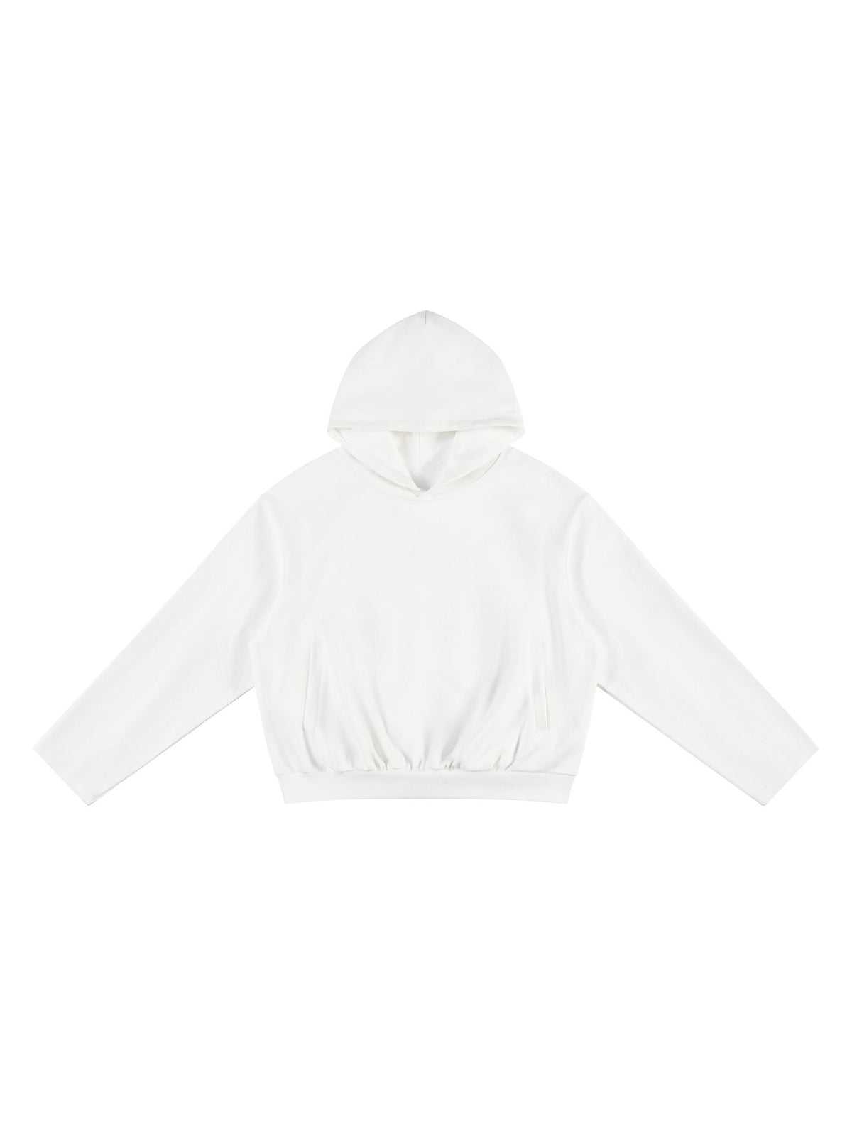 Marcel Afters Oversized Drop Shoulder Hoodie in White, laid flat