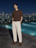 Model wearing the Oversized Drop Shoulder T-Shirt, 200 gsm in Brown, full-length model photo