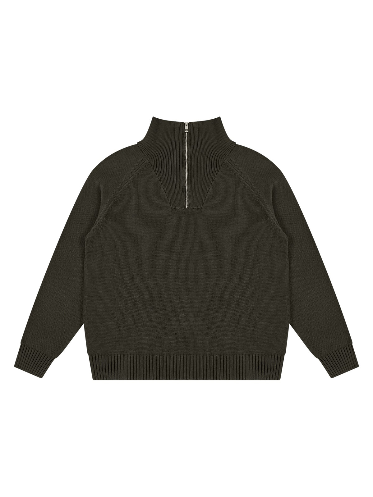 Marcel Afters Quarter-Zip Pullover Sweatshirt in Dark Gray, laid flat