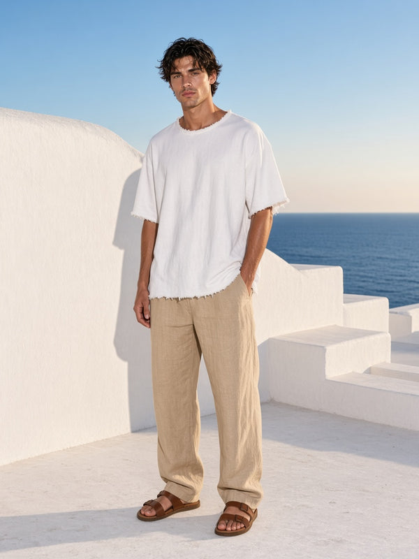 Marcel Afters Raw Edge Boxy Non-Shrink T-Shirt, Light Tones