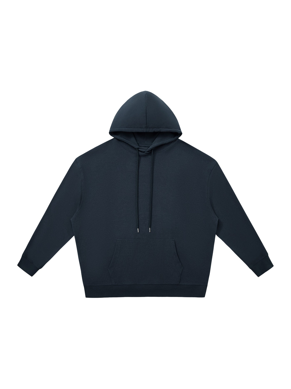 Marcel Afters Relaxed Pullover Hoodie in Black, laid flat