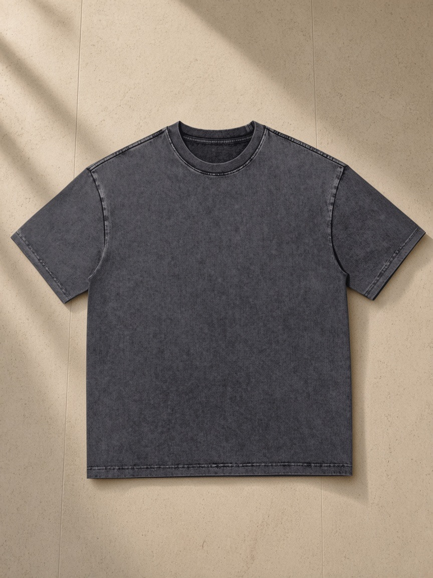 Front of the Gray Women's Snow Washed Heavyweight Oversize T-Shirt, laid flat