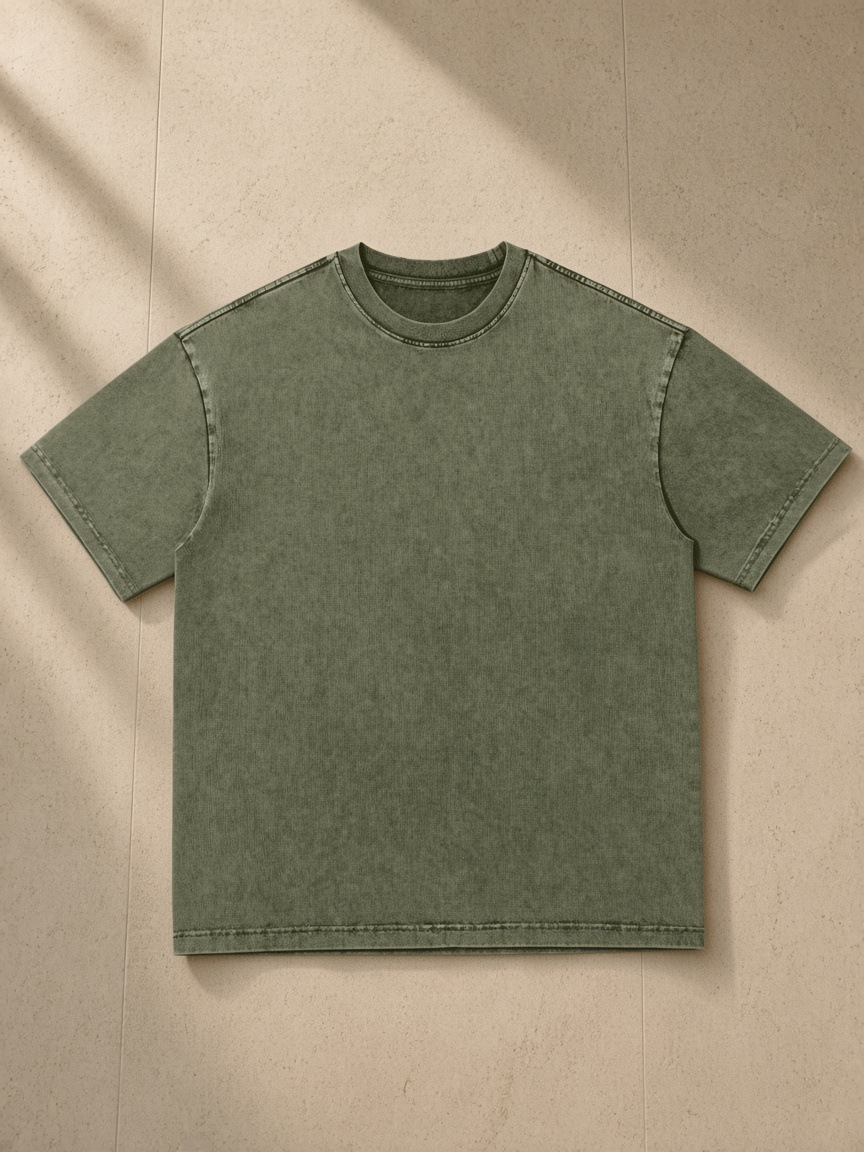 Front of the Green Women's Snow Washed Heavyweight Oversize T-Shirt, laid flat