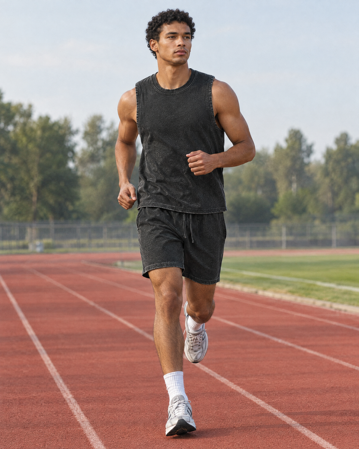 Man in the Snow Washed Raw Hem Shorts in Black