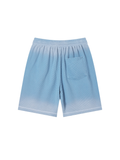 Marcel Afters Sunfade Waffle Raw Hem Shorts in Sky Blue, laid flat