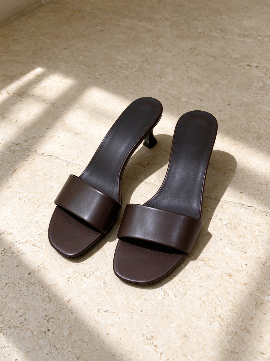 The Espresso Martini Mule in dark brown, second studio angle on limestone
